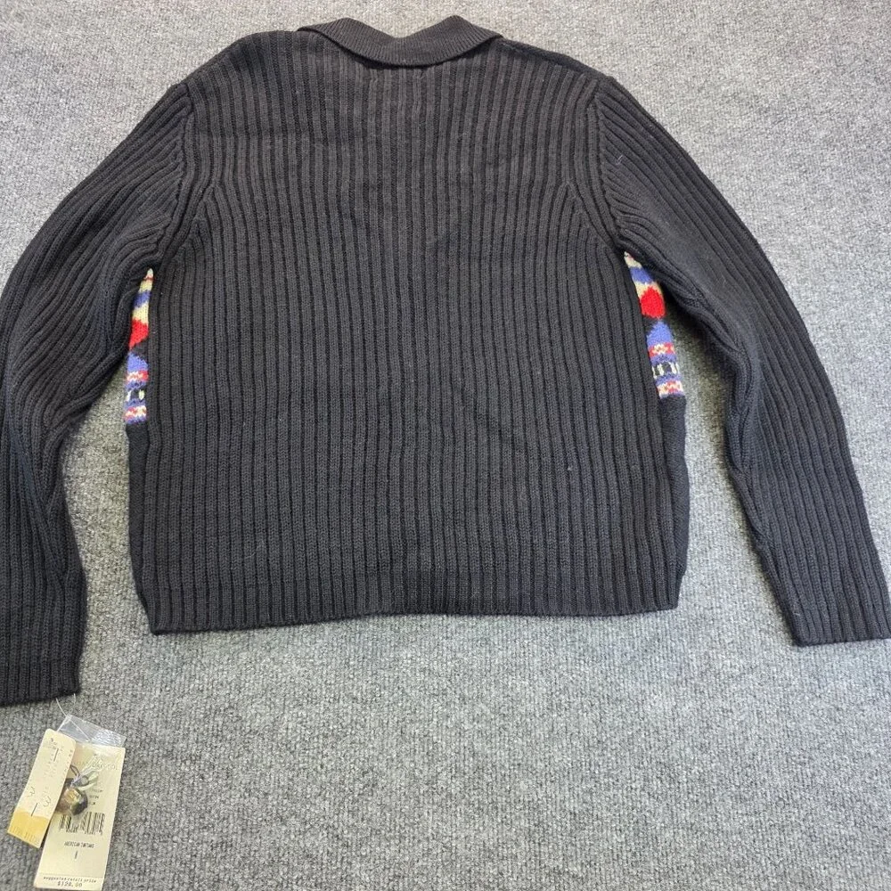 Vintage Susan Bristol Geometric Wool Cardigan Sweater Size M Black Quiet Luxury